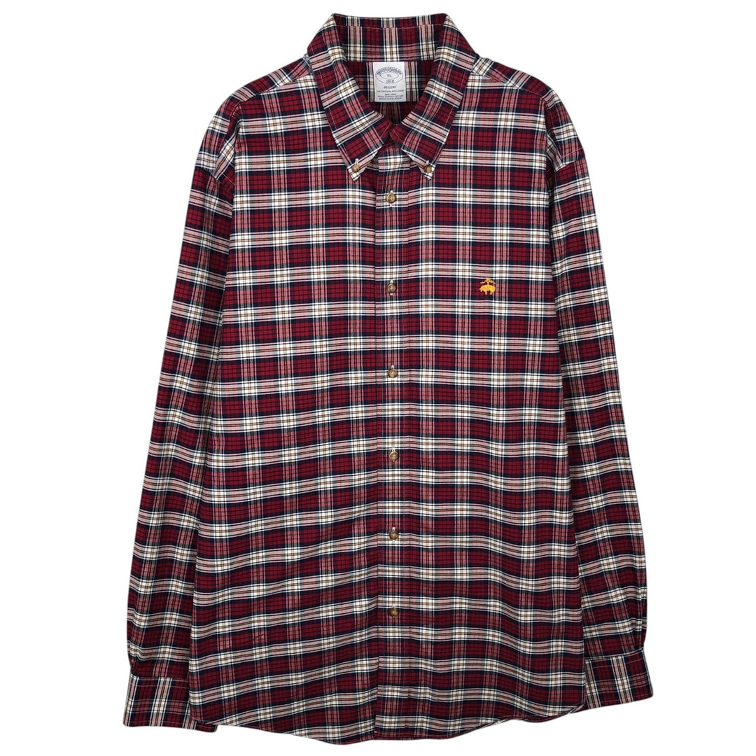 Brooks Brothers 1818 Long Sleeve Button-Down Check Shirt, Men's Size XL Supima Cotton red type Vintage Second Hand