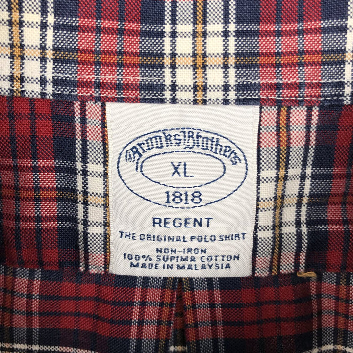 Brooks Brothers 1818 Long Sleeve Button-Down Check Shirt, Men's Size XL Supima Cotton red type Vintage Second Hand
