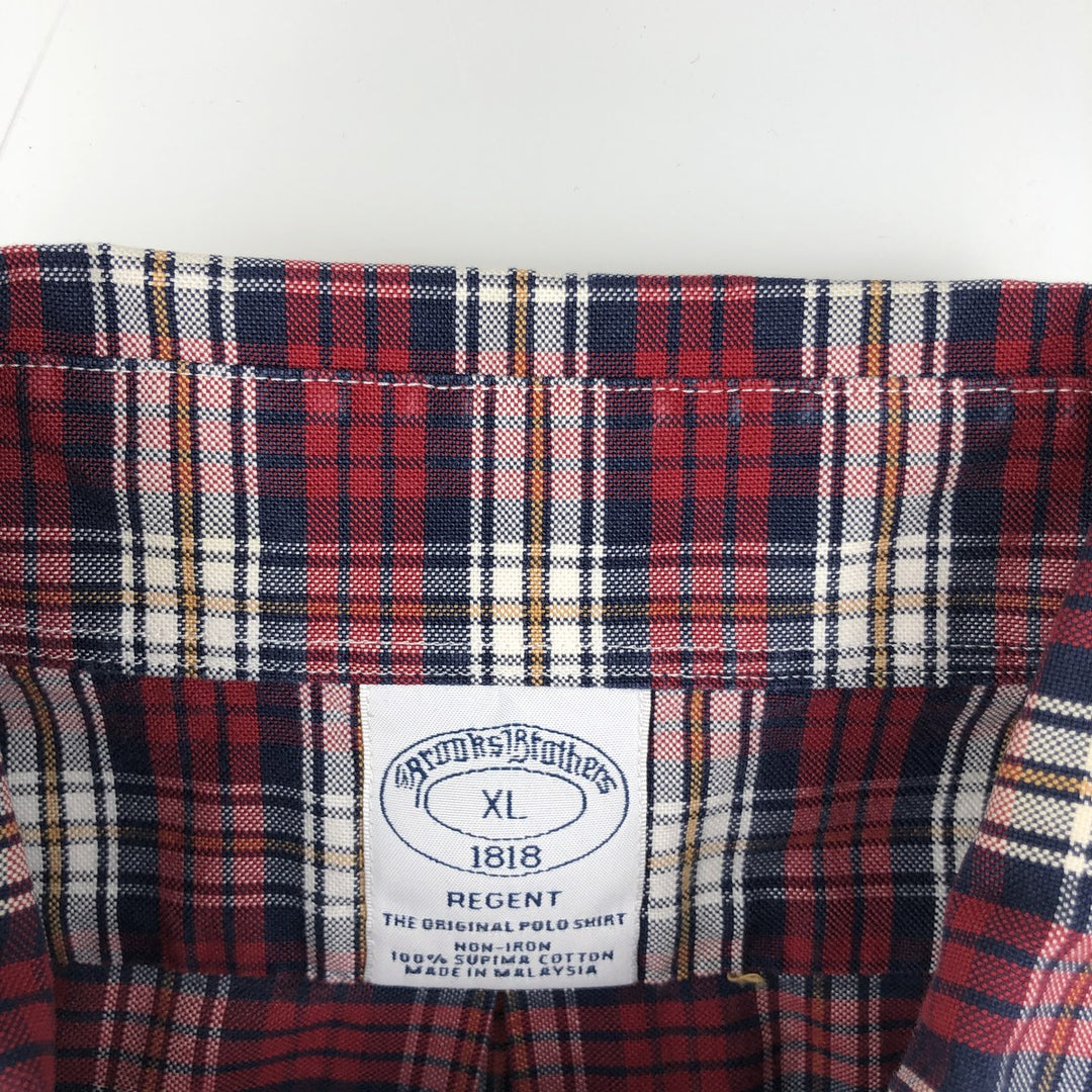 Brooks Brothers 1818 Long Sleeve Button-Down Check Shirt, Men's Size XL Supima Cotton red type Vintage Second Hand