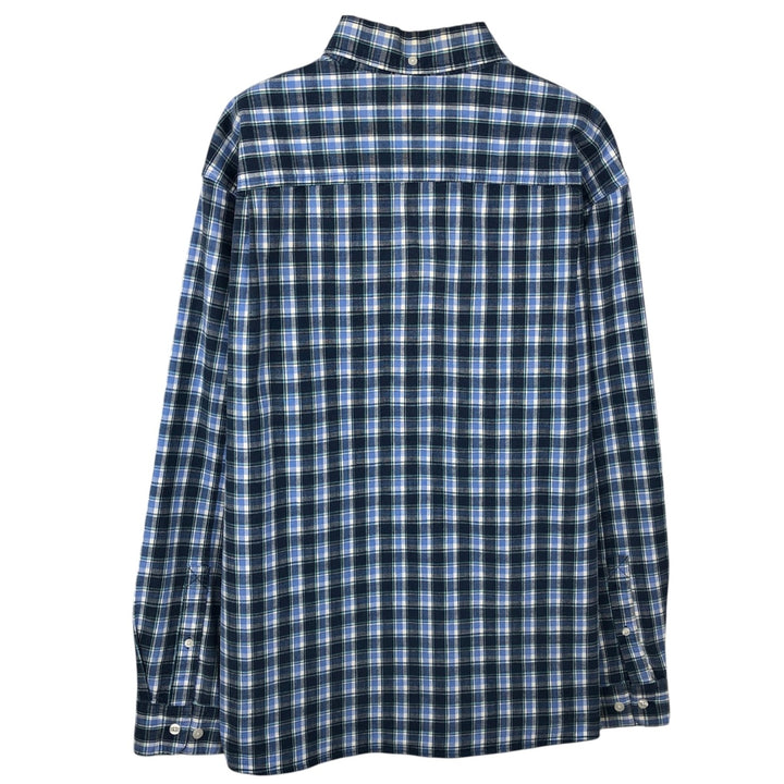 LLBean Long Sleeve Button-Down Check Shirt, Men's Size L cotton blue type Vintage Second Hand