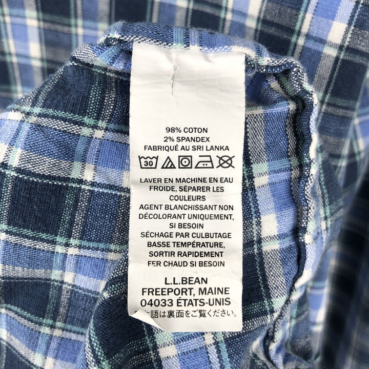 LLBean Long Sleeve Button-Down Check Shirt, Men's Size L cotton blue type Vintage Second Hand