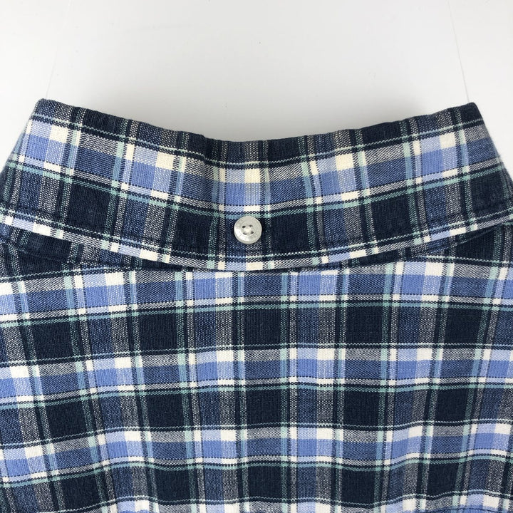 LLBean Long Sleeve Button-Down Check Shirt, Men's Size L cotton blue type Vintage Second Hand