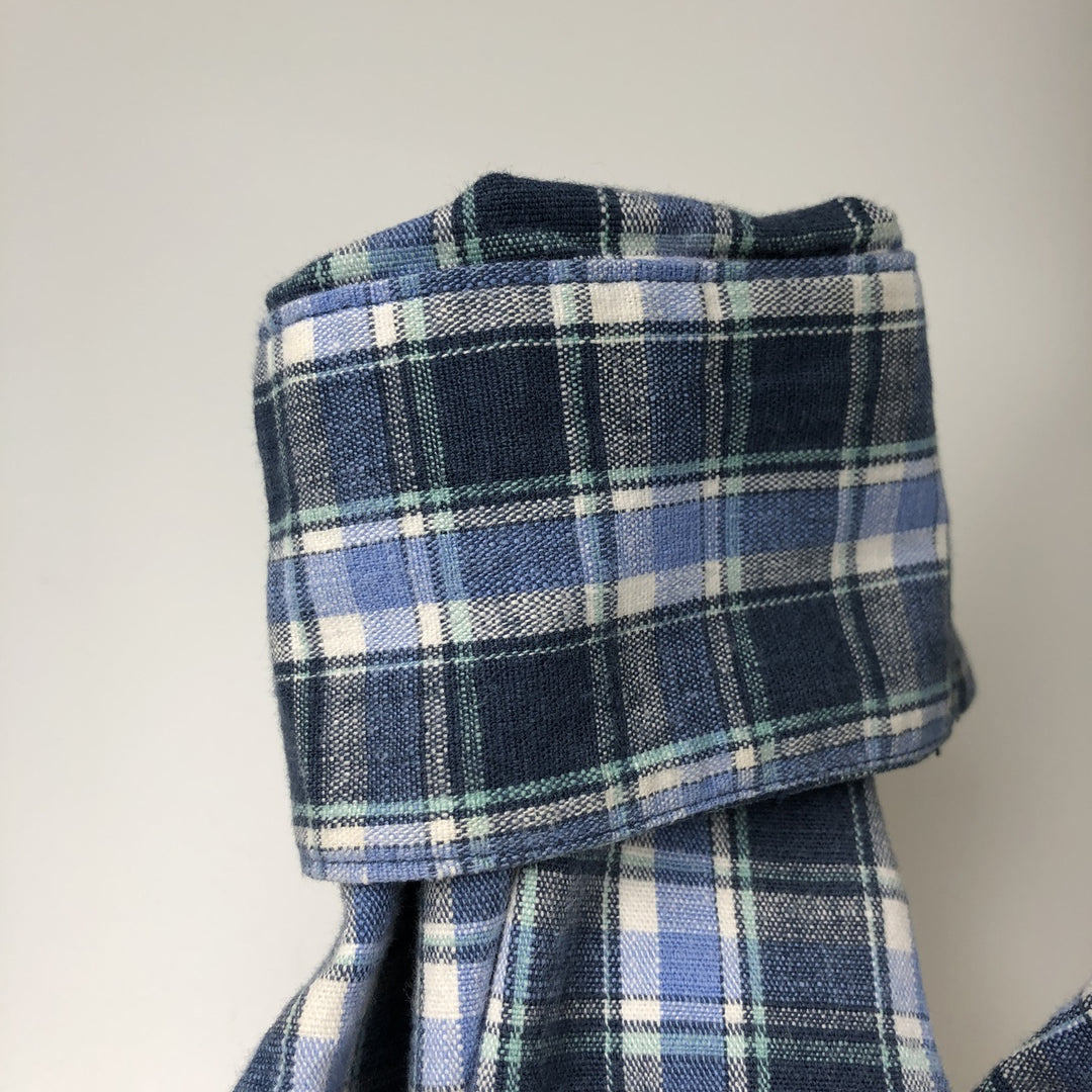LLBean Long Sleeve Button-Down Check Shirt, Men's Size L cotton blue type Vintage Second Hand