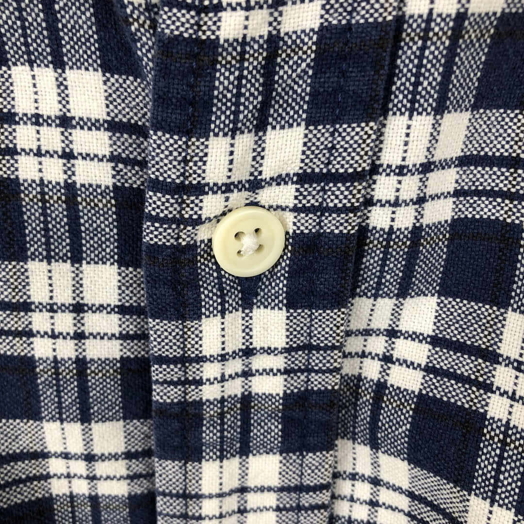 Eddie Bauer long-sleeved cotton check shirt, men's size M cotton navy blue type Vintage Second Hand
