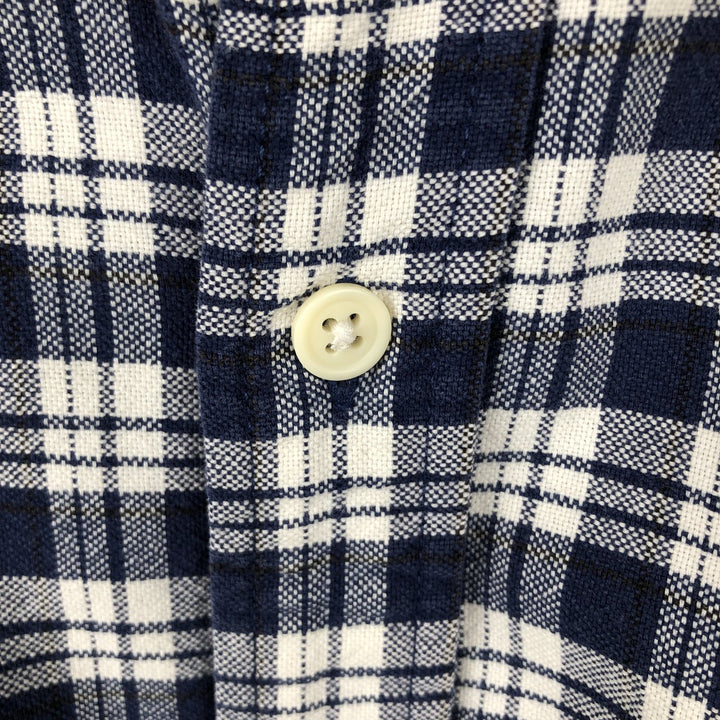 Eddie Bauer long-sleeved cotton check shirt, men's size M cotton navy blue type Vintage Second Hand
