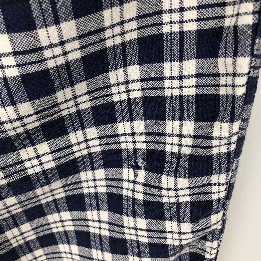 Eddie Bauer long-sleeved cotton check shirt, men's size M cotton navy blue type Vintage Second Hand