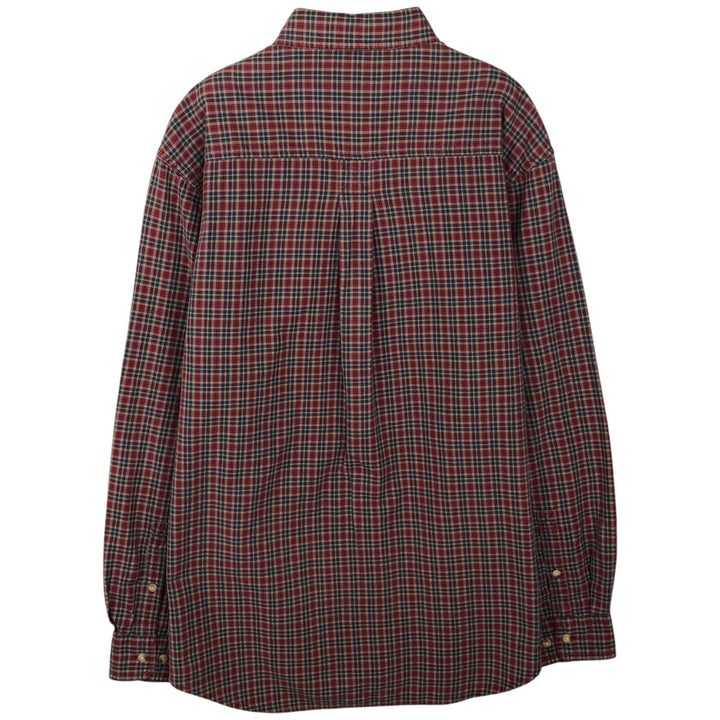 90s-00'S Timberland Check Pattern Long-Sleeve Button-Down Check Shirt, Men's Size L (approx.) cotton red type Vintage Second Hand
