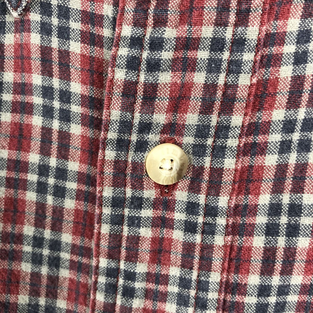 90s-00'S Timberland Check Pattern Long-Sleeve Button-Down Check Shirt, Men's Size L (approx.) cotton red type Vintage Second Hand