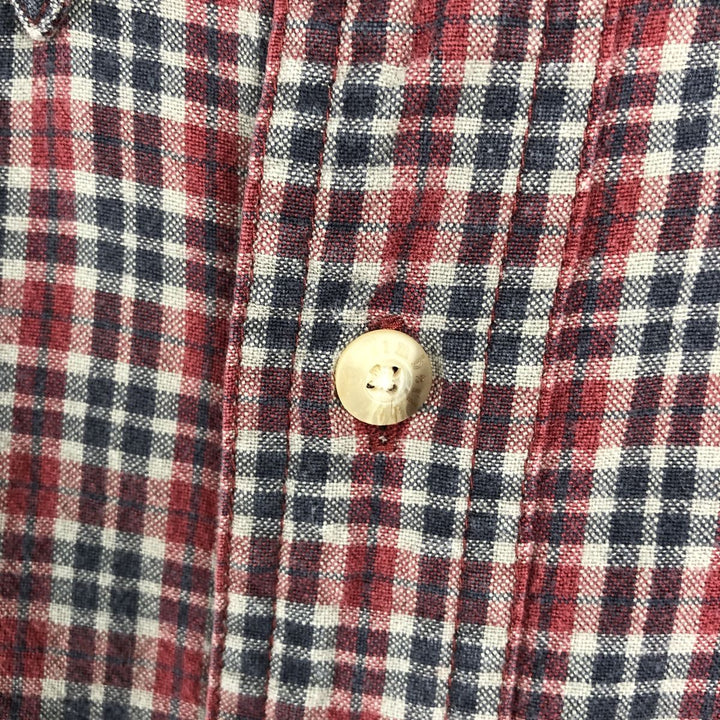 90s-00'S Timberland Check Pattern Long-Sleeve Button-Down Check Shirt, Men's Size L (approx.) cotton red type Vintage Second Hand