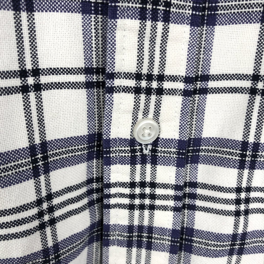00'S Eddie Bauer long sleeve button-down check shirt, men's size M cotton navy blue type Vintage Second Hand