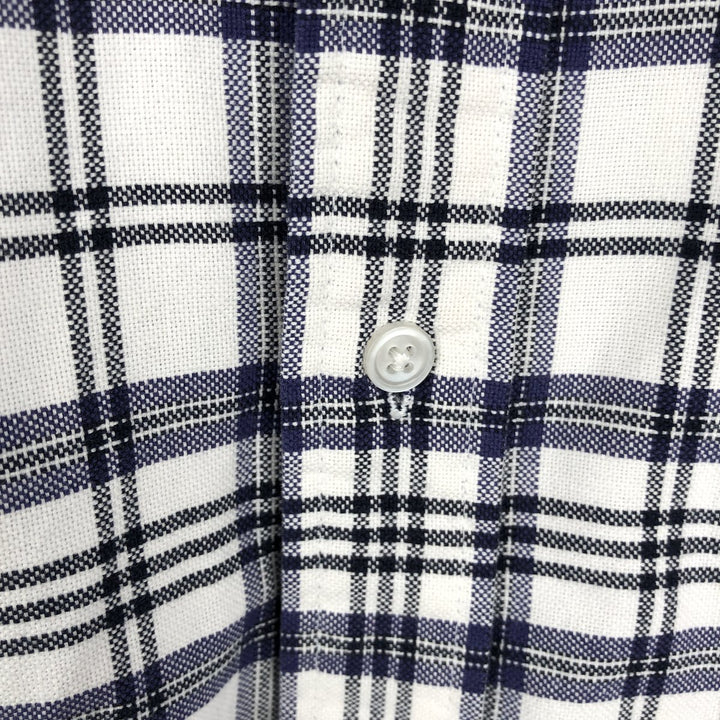 00'S Eddie Bauer long sleeve button-down check shirt, men's size M cotton navy blue type Vintage Second Hand