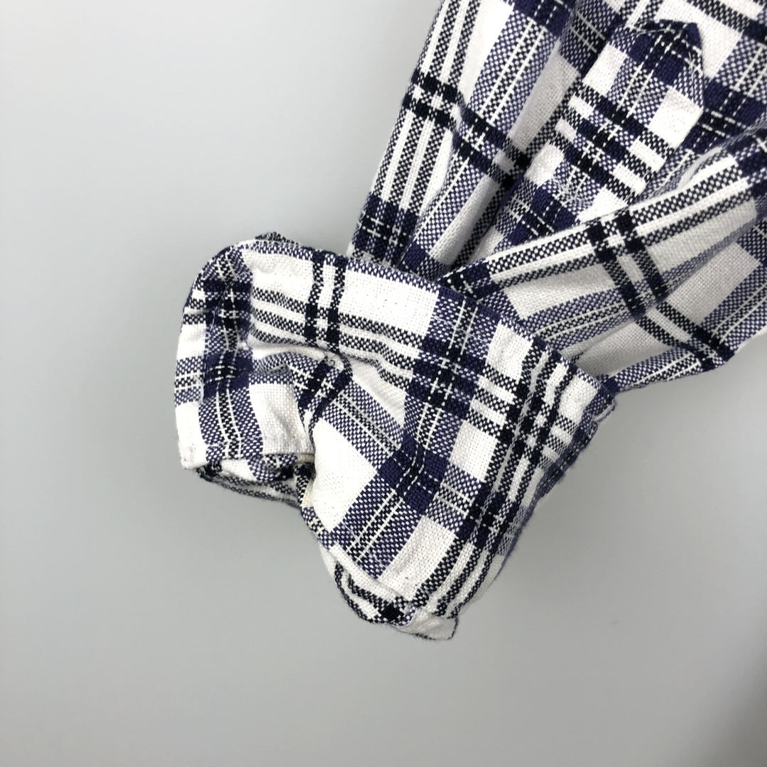 00'S Eddie Bauer long sleeve button-down check shirt, men's size M cotton navy blue type Vintage Second Hand