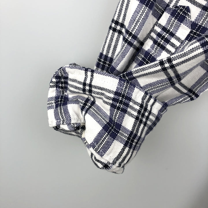 00'S Eddie Bauer long sleeve button-down check shirt, men's size M cotton navy blue type Vintage Second Hand