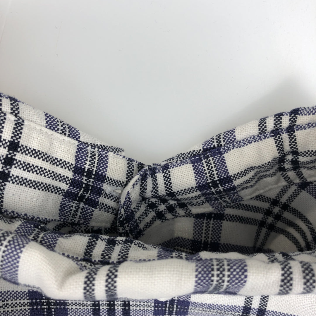 00'S Eddie Bauer long sleeve button-down check shirt, men's size M cotton navy blue type Vintage Second Hand
