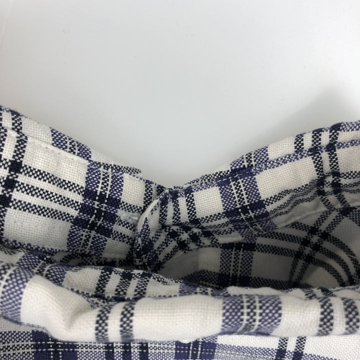 00'S Eddie Bauer long sleeve button-down check shirt, men's size M cotton navy blue type Vintage Second Hand