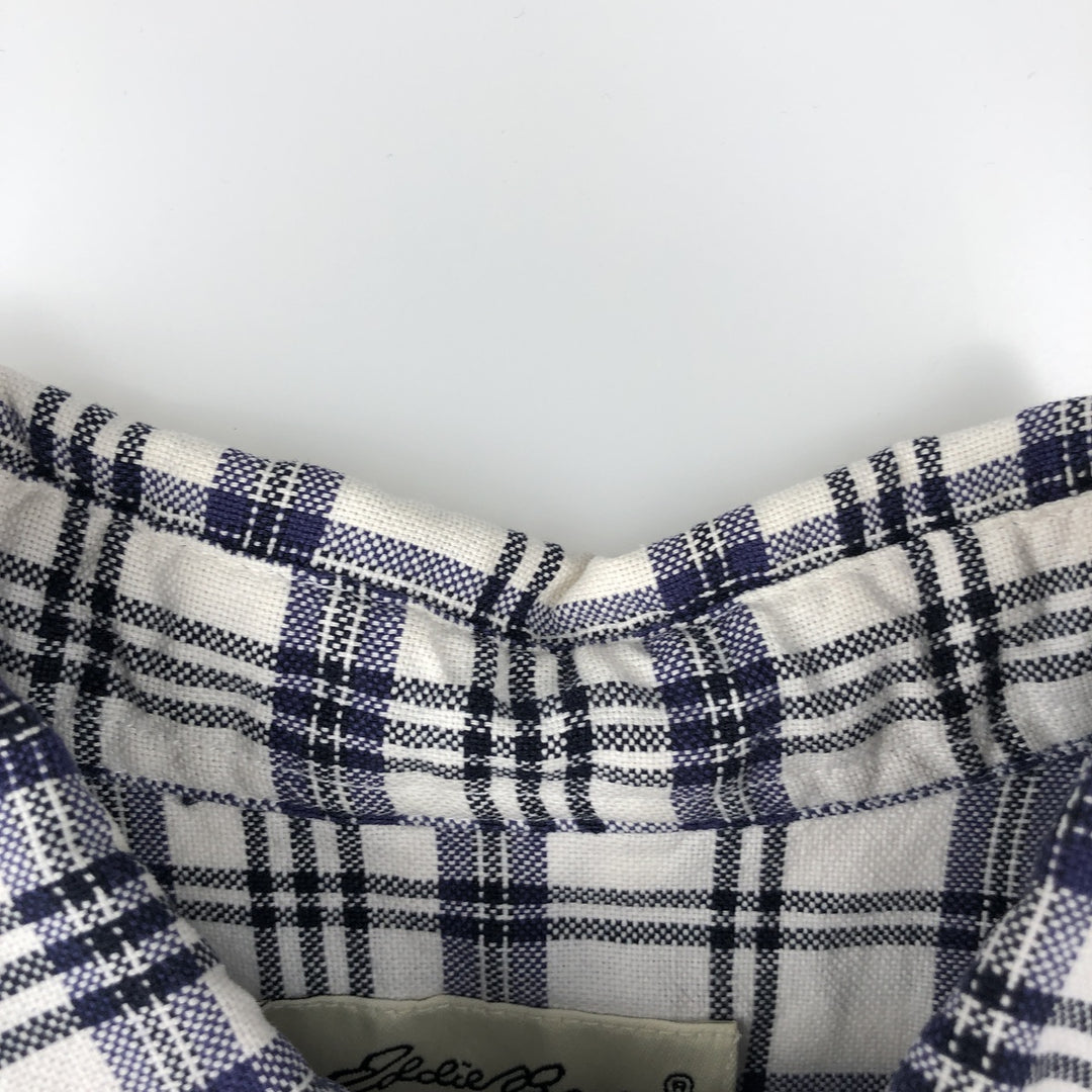 00'S Eddie Bauer long sleeve button-down check shirt, men's size M cotton navy blue type Vintage Second Hand