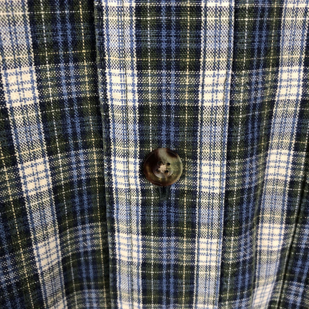 ~2000'S LLBean Long-Sleeve Button-Down Check Shirt, Men's Size L (approx.) cotton blue type Vintage Second Hand