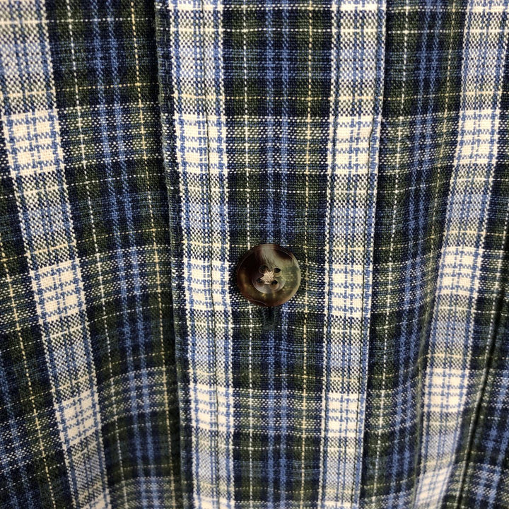 ~2000'S LLBean Long-Sleeve Button-Down Check Shirt, Men's Size L (approx.) cotton blue type Vintage Second Hand