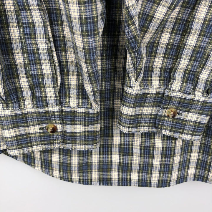 ~2000'S LLBean Long-Sleeve Button-Down Check Shirt, Men's Size L (approx.) cotton blue type Vintage Second Hand