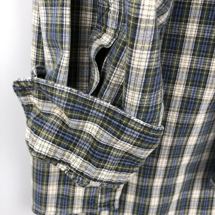 ~2000'S LLBean Long-Sleeve Button-Down Check Shirt, Men's Size L (approx.) cotton blue type Vintage Second Hand