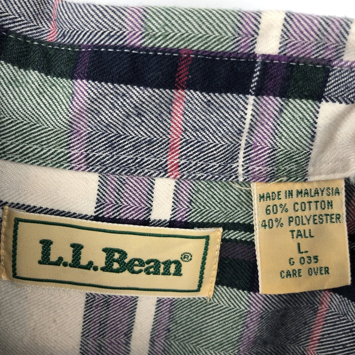 Vintage LLBean long-sleeved cotton check shirt from the 1990s, men's size L. cotton white type Vintage Second Hand