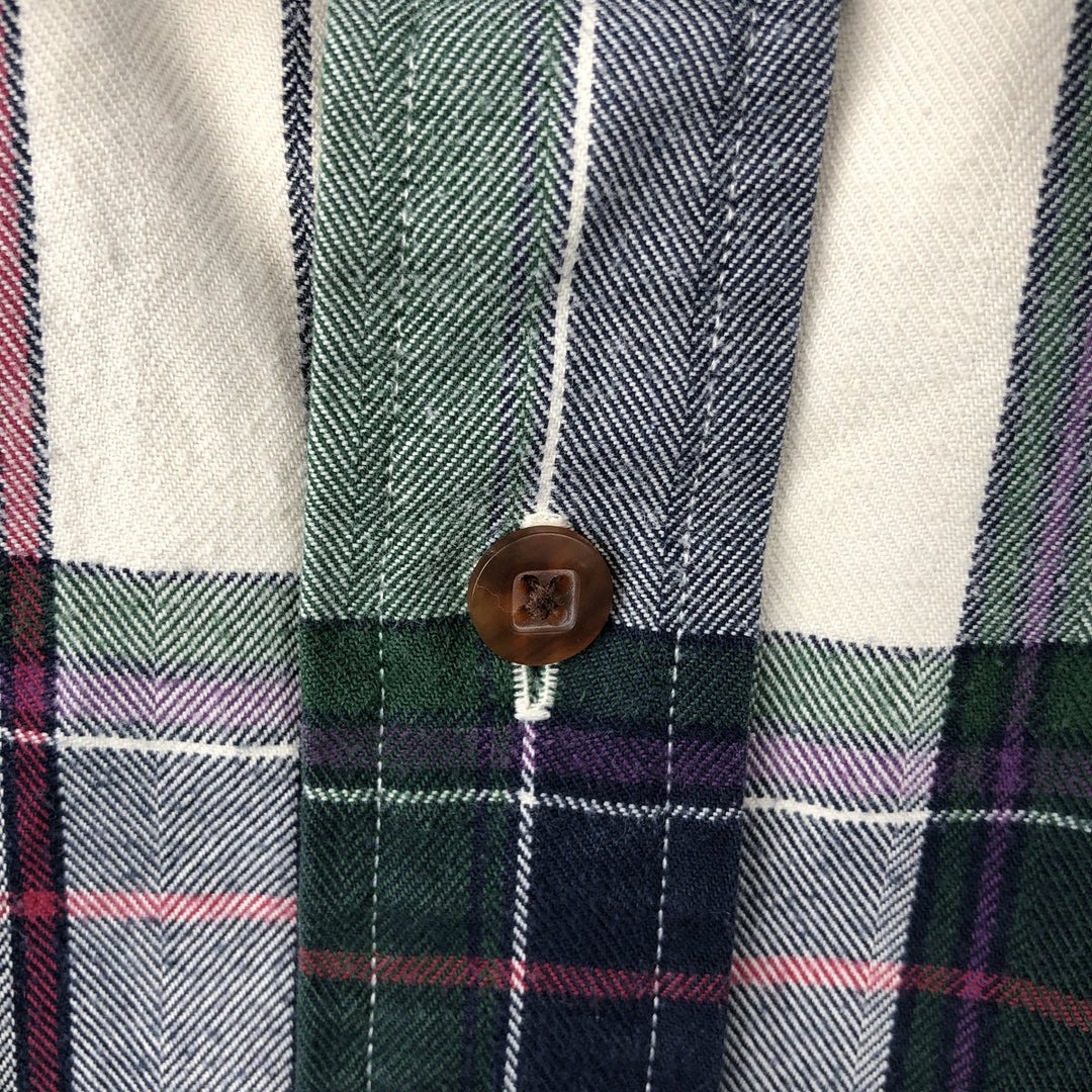 Vintage LLBean long-sleeved cotton check shirt from the 1990s, men's size L. cotton white type Vintage Second Hand