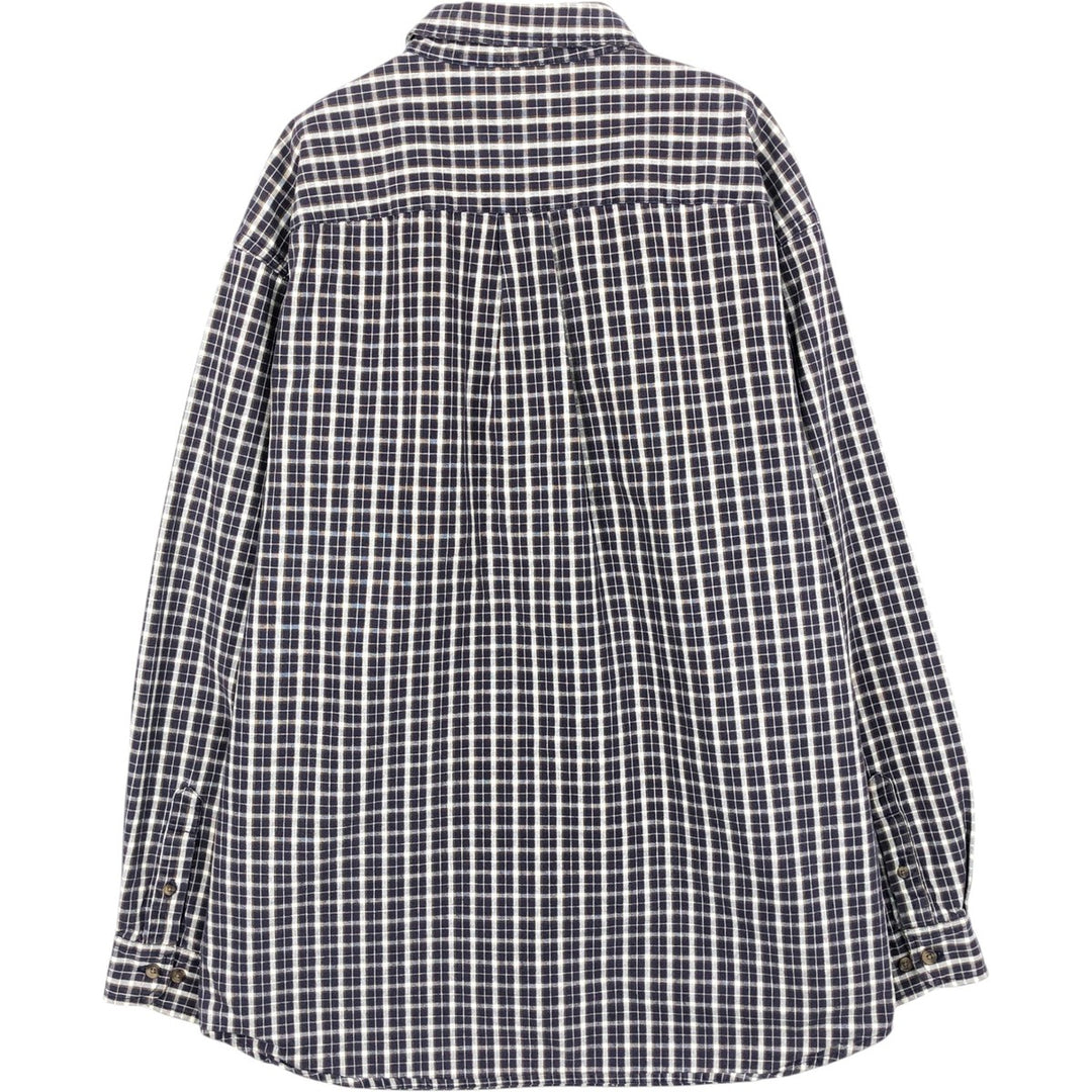 Eddie Bauer Long Sleeve Button-Down Check Shirt, Men's Size L cotton navy blue type Vintage Second Hand