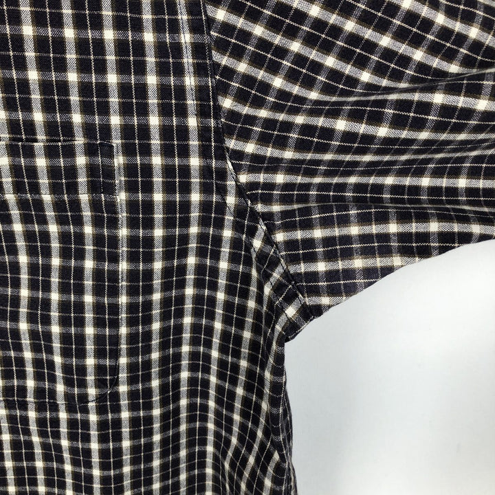 Eddie Bauer Long Sleeve Button-Down Check Shirt, Men's Size L cotton navy blue type Vintage Second Hand