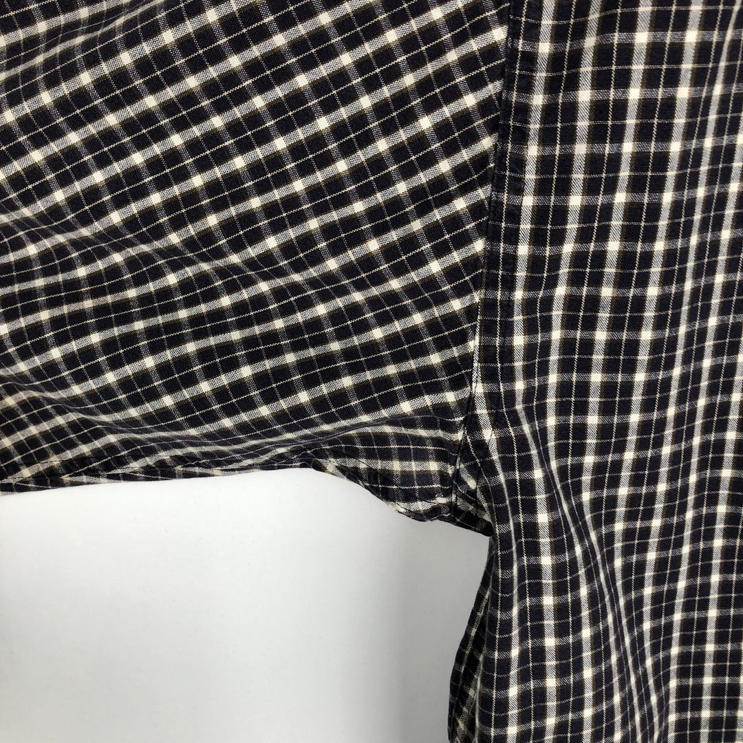 Eddie Bauer Long Sleeve Button-Down Check Shirt, Men's Size L cotton navy blue type Vintage Second Hand
