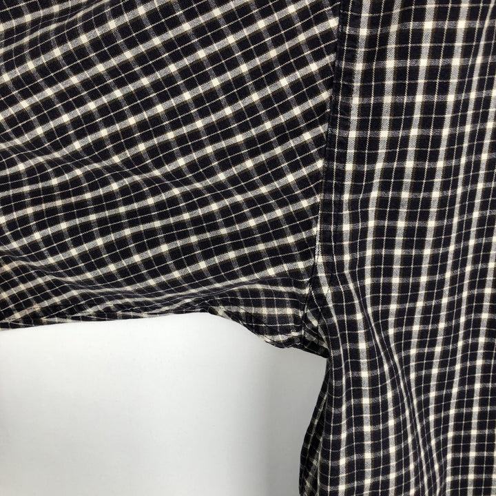 Eddie Bauer Long Sleeve Button-Down Check Shirt, Men's Size L cotton navy blue type Vintage Second Hand