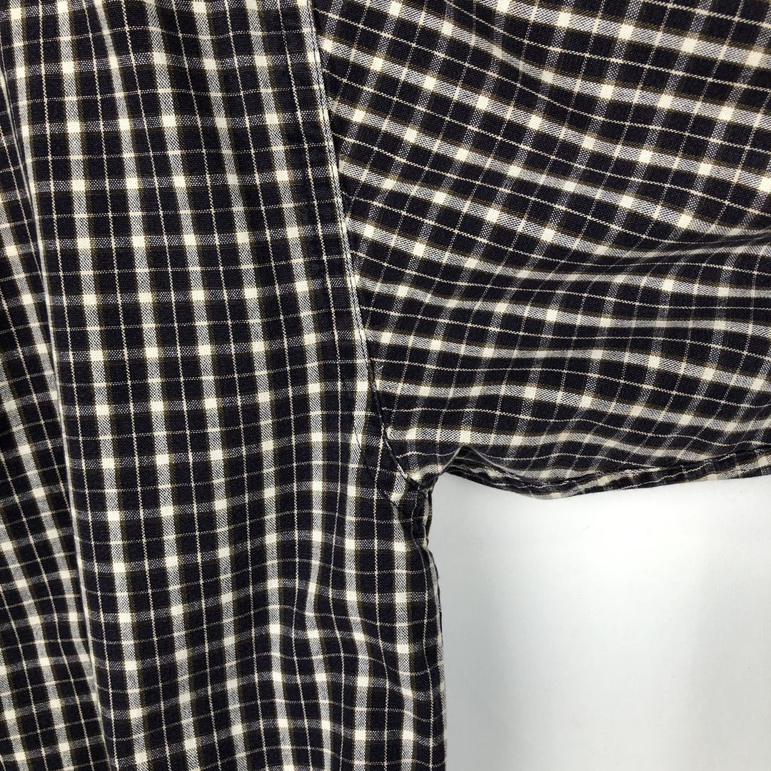 Eddie Bauer Long Sleeve Button-Down Check Shirt, Men's Size L cotton navy blue type Vintage Second Hand