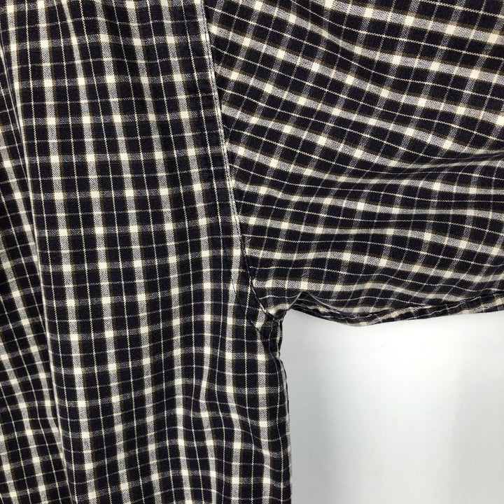Eddie Bauer Long Sleeve Button-Down Check Shirt, Men's Size L cotton navy blue type Vintage Second Hand