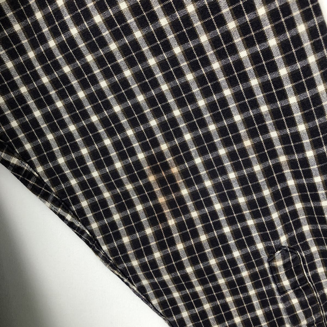 Eddie Bauer Long Sleeve Button-Down Check Shirt, Men's Size L cotton navy blue type Vintage Second Hand