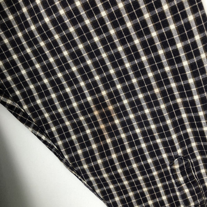 Eddie Bauer Long Sleeve Button-Down Check Shirt, Men's Size L cotton navy blue type Vintage Second Hand