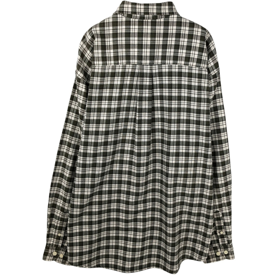 00'S Eddie Bauer long sleeve cotton check shirt, men's size L cotton Green type dark green Vintage Second Hand