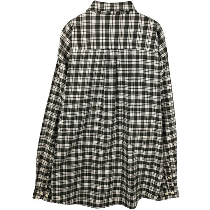 00'S Eddie Bauer long sleeve cotton check shirt, men's size L cotton Green type dark green Vintage Second Hand