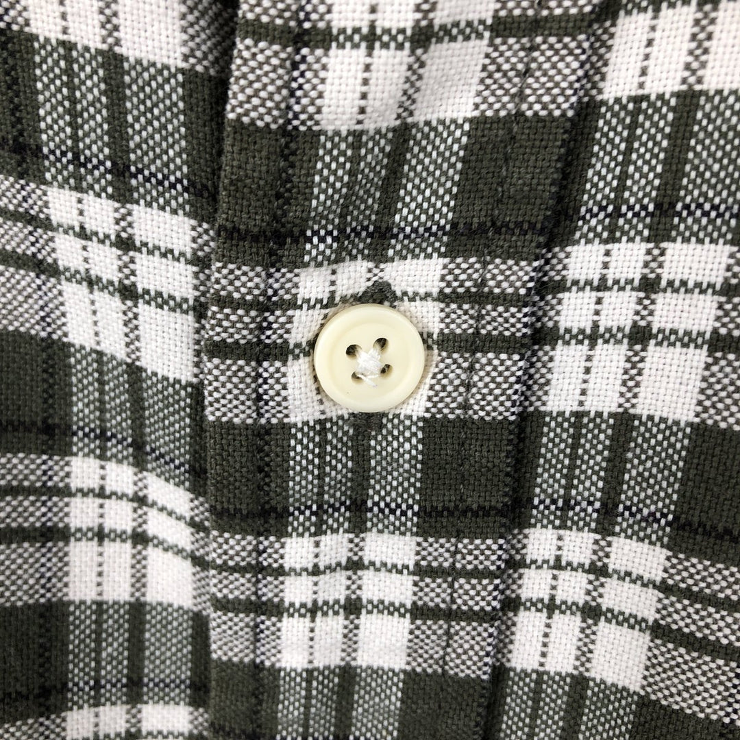 00'S Eddie Bauer long sleeve cotton check shirt, men's size L cotton Green type dark green Vintage Second Hand