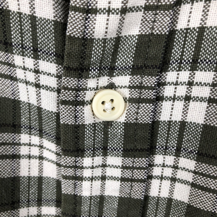 00'S Eddie Bauer long sleeve cotton check shirt, men's size L cotton Green type dark green Vintage Second Hand