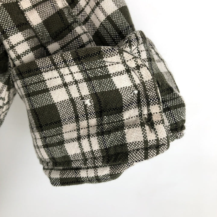 00'S Eddie Bauer long sleeve cotton check shirt, men's size L cotton Green type dark green Vintage Second Hand