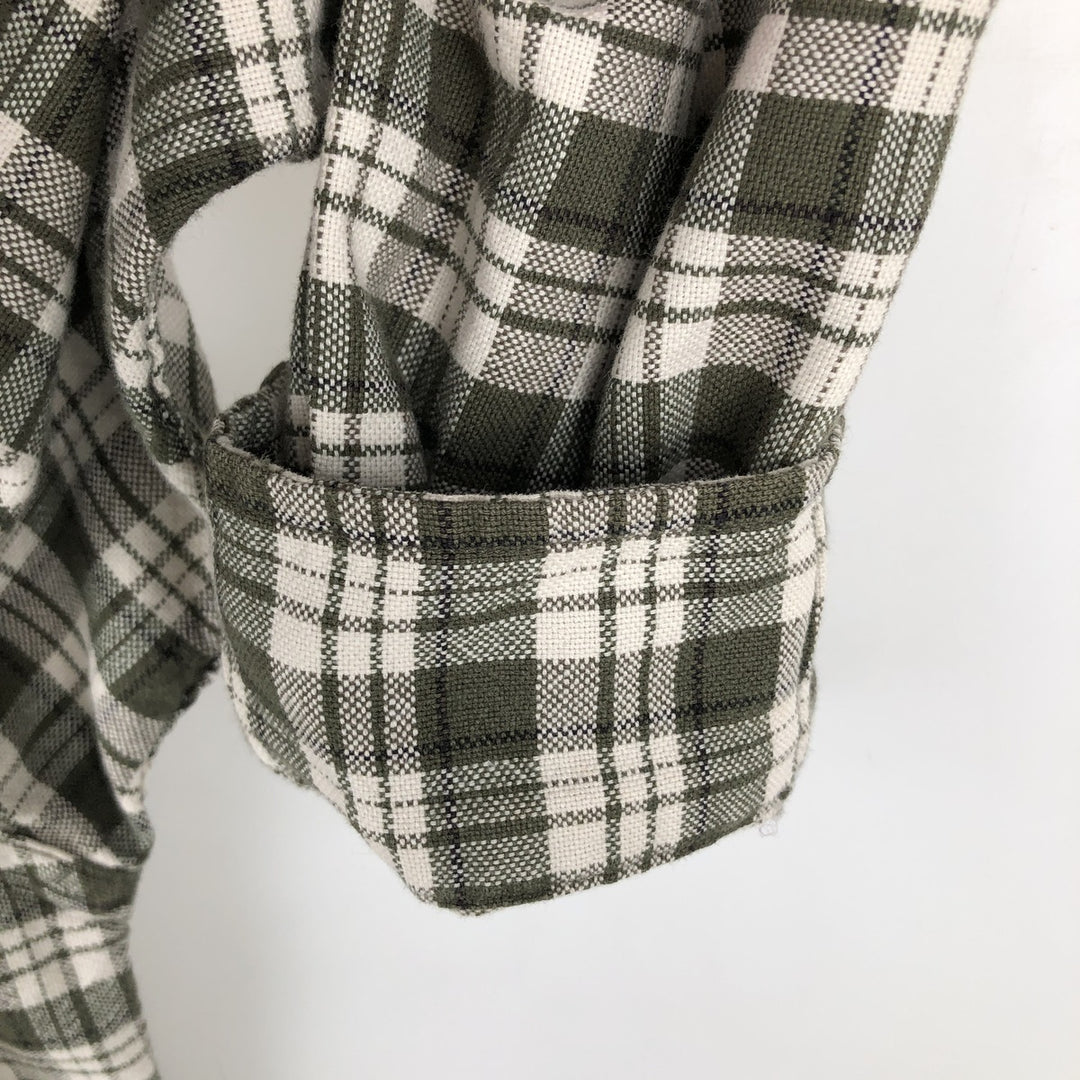 00'S Eddie Bauer long sleeve cotton check shirt, men's size L cotton Green type dark green Vintage Second Hand