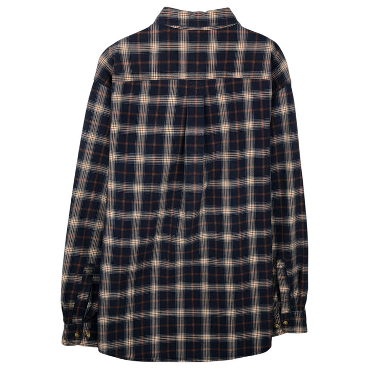 ~2000'S LLBean Long-Sleeve Cotton Check Shirt, Men's Size L (approx.) cotton navy blue type Vintage Second Hand