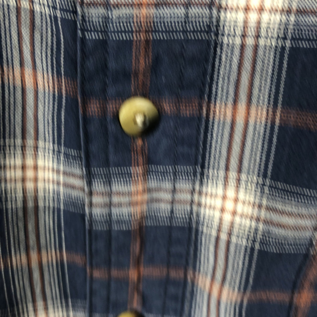 ~2000'S LLBean Long-Sleeve Cotton Check Shirt, Men's Size L (approx.) cotton navy blue type Vintage Second Hand