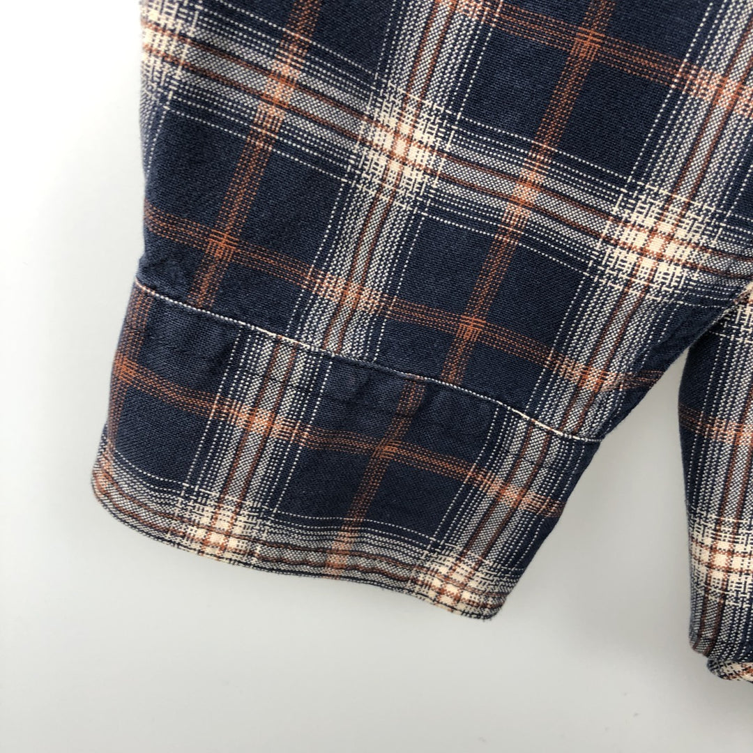 ~2000'S LLBean Long-Sleeve Cotton Check Shirt, Men's Size L (approx.) cotton navy blue type Vintage Second Hand