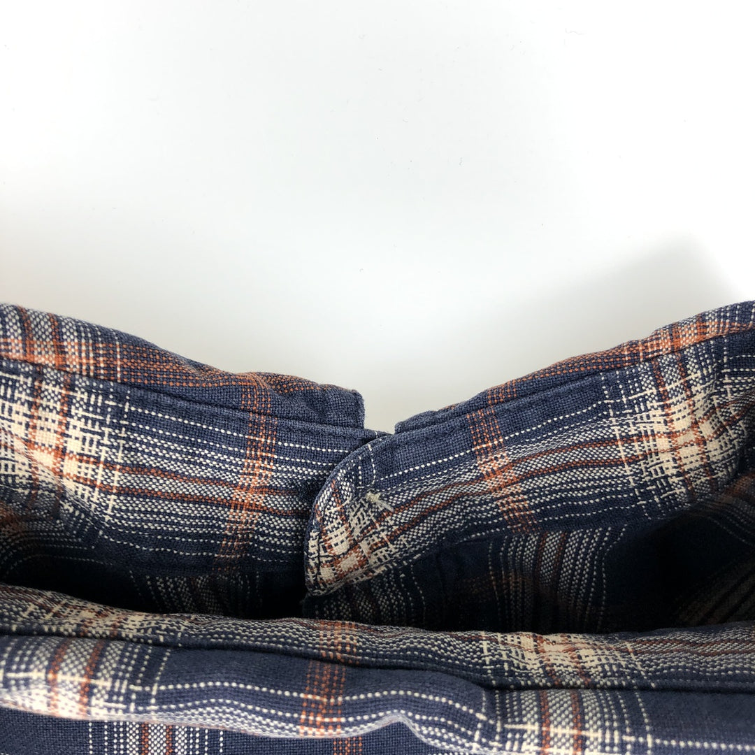 ~2000'S LLBean Long-Sleeve Cotton Check Shirt, Men's Size L (approx.) cotton navy blue type Vintage Second Hand