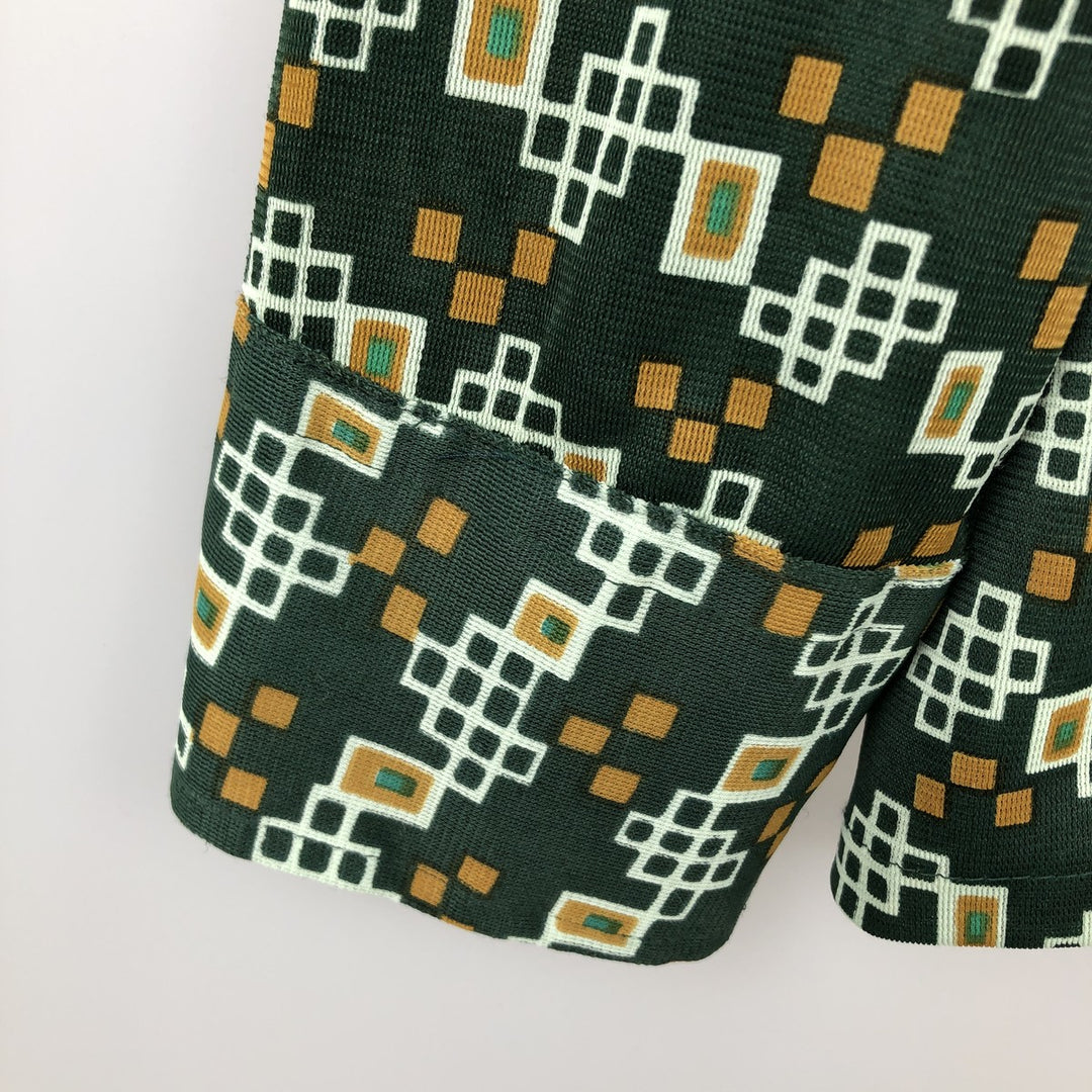 MONTGOMERY WARD all-over print long-sleeved shirt, men's size L equivalent. Triacetate green type Vintage Second Hand