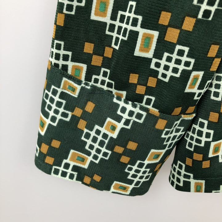 MONTGOMERY WARD all-over print long-sleeved shirt, men's size L equivalent. Triacetate green type Vintage Second Hand