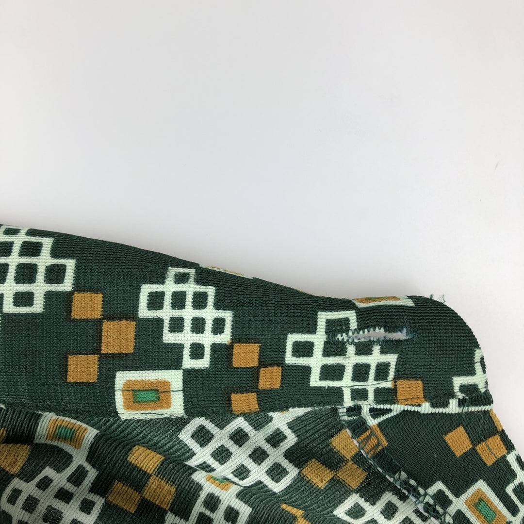 MONTGOMERY WARD all-over print long-sleeved shirt, men's size L equivalent. Triacetate green type Vintage Second Hand