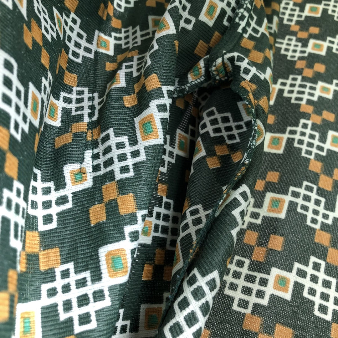 MONTGOMERY WARD all-over print long-sleeved shirt, men's size L equivalent. Triacetate green type Vintage Second Hand