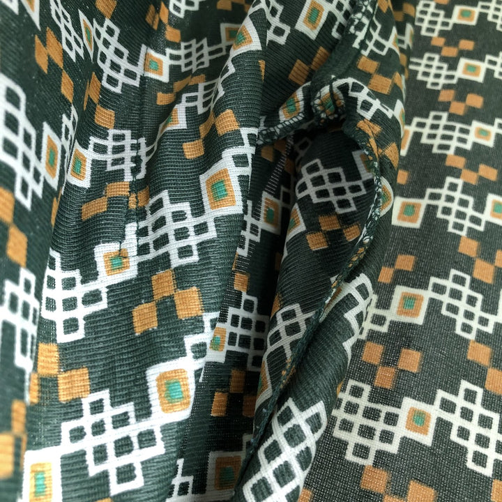 MONTGOMERY WARD all-over print long-sleeved shirt, men's size L equivalent. Triacetate green type Vintage Second Hand