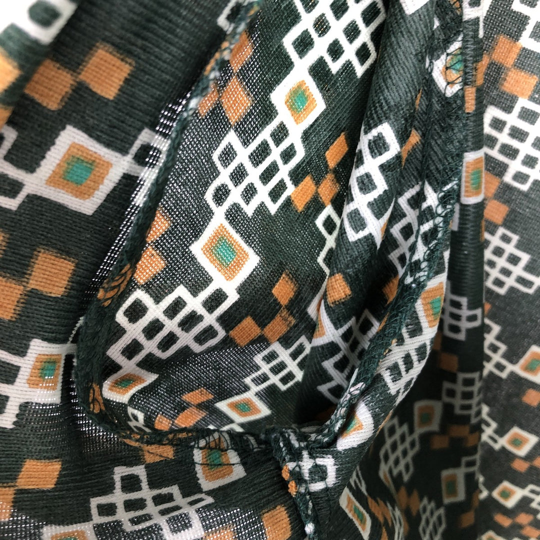 MONTGOMERY WARD all-over print long-sleeved shirt, men's size L equivalent. Triacetate green type Vintage Second Hand